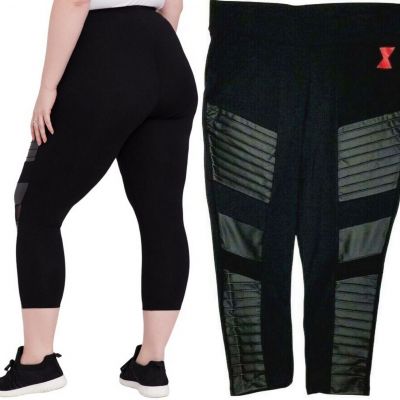 Her Universe Marvel BLACK WIDOW PlusSize Women High Waist Crop Moto Leggings(00)